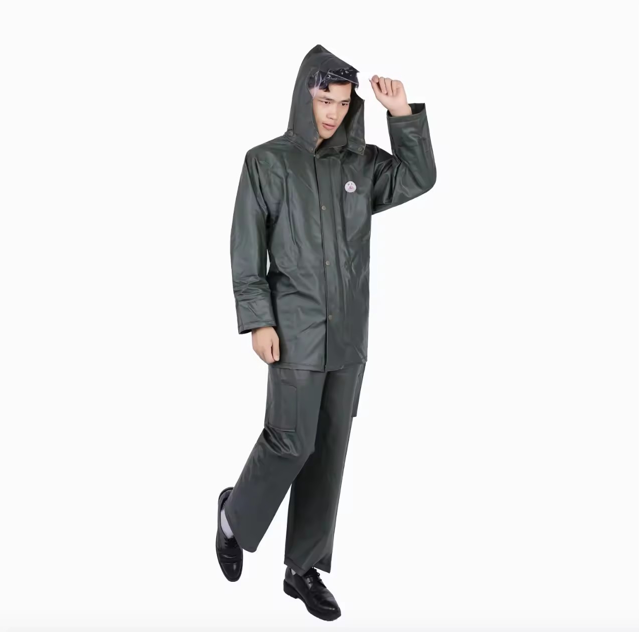 Equipo de lluvia e impermeables de PVC verde militar 8816